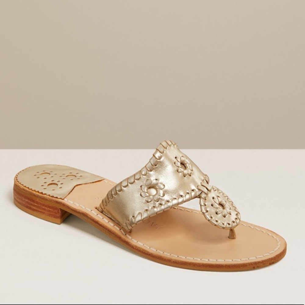gently used Jack Rogers Platinum sandals
